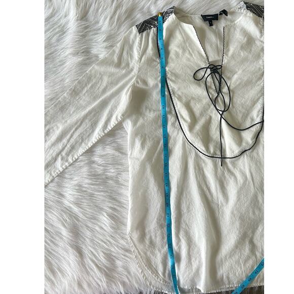 Theory White Black Cotton Lawn Jalinnie Popover Tunic V Neck Top Size Medium - Picture 11 of 14